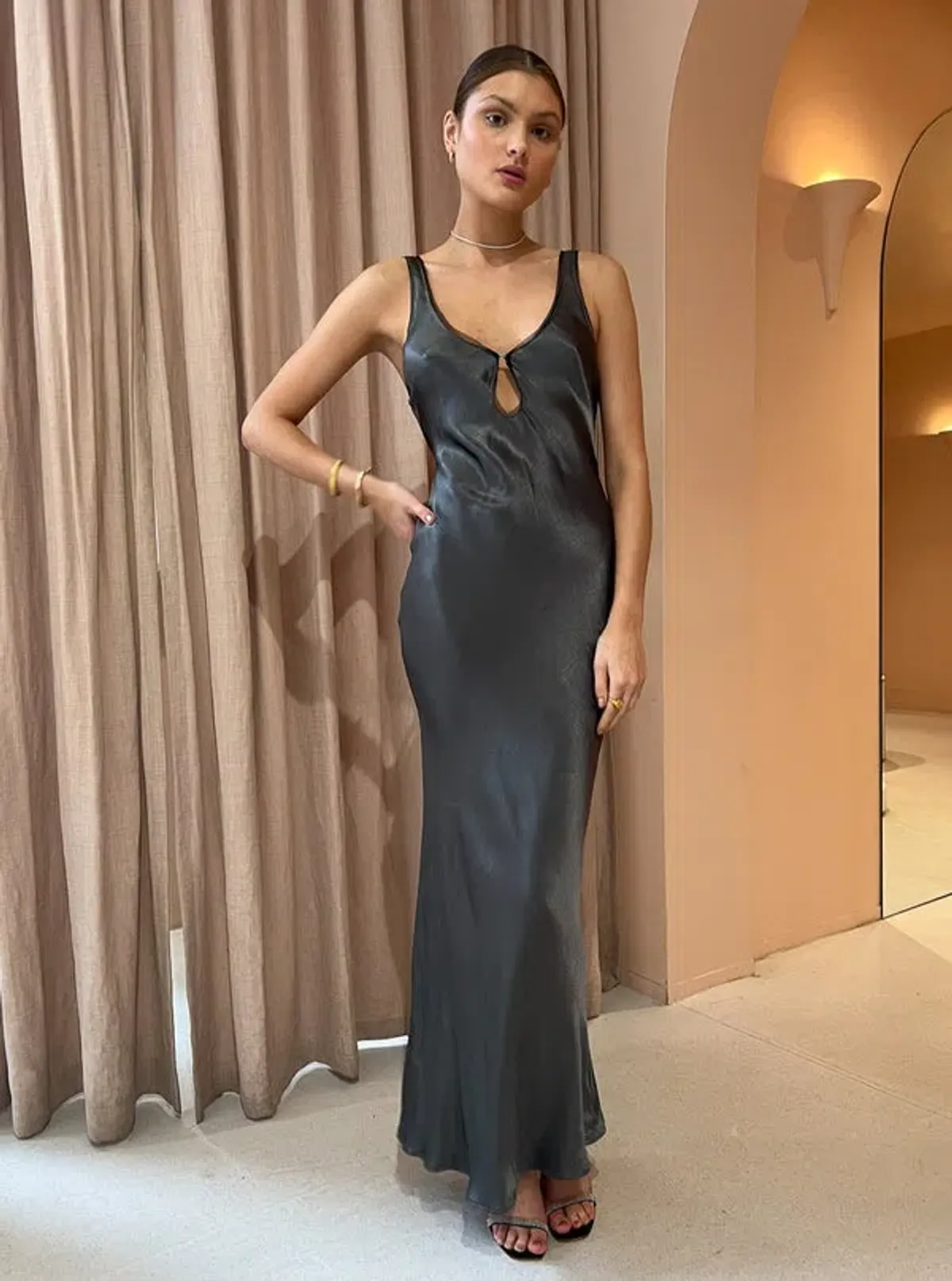 Bec & Bridge Celestial Keyhole Maxi Dress In Gun Metal/Black Size 10 - Image 3