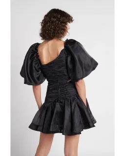 Aje Joan Asymmetric Puff Sleeve Mini Dress Black Size AU 10 for rent on The Volte - image 3