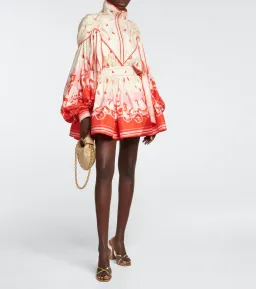 Zimmermann High Tide Billow Mini Dress Red Print Size 0 / AU 8 for rent on The Volte - image 1