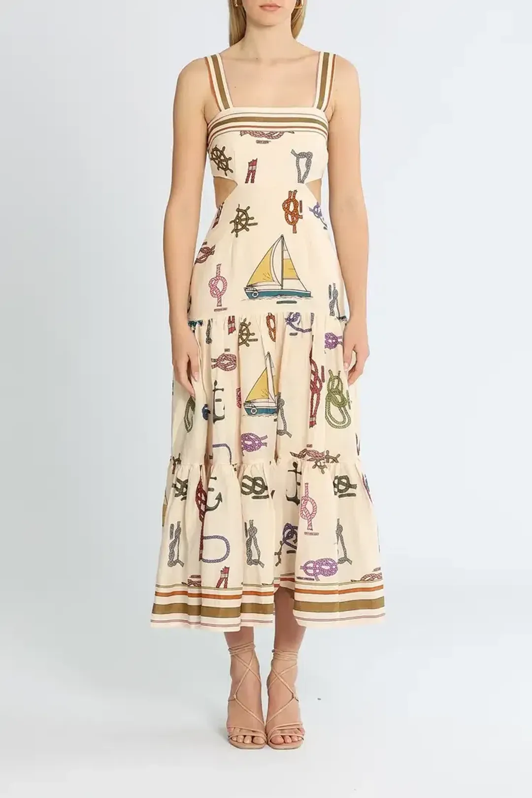Alemais Ships Ahoy Midi Sundress Multi Size 14 for rent on The Volte - main image