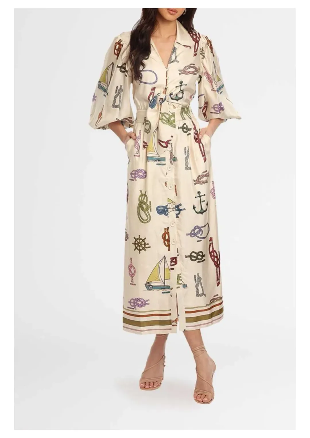 Alemais Ships Ahoy Midi Dress Print Size 6 for rent on The Volte - main image