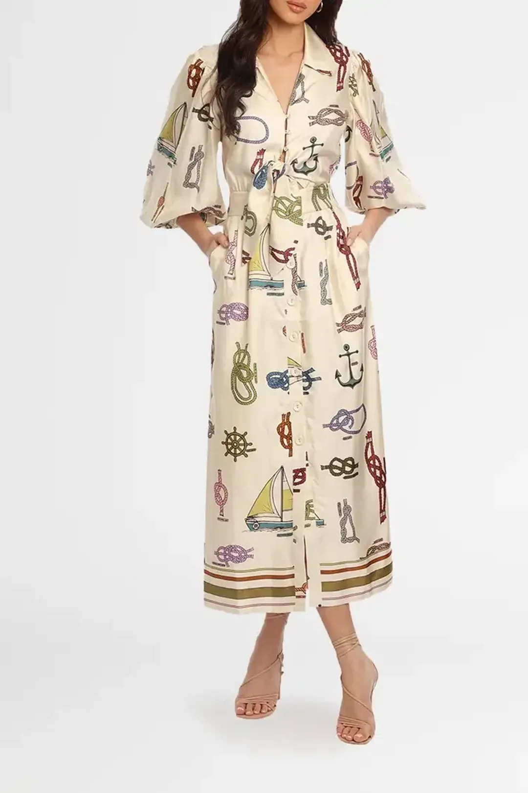 Alemais Ships Ahoy Midi Dress Multi Size 8 for rent on The Volte - main image