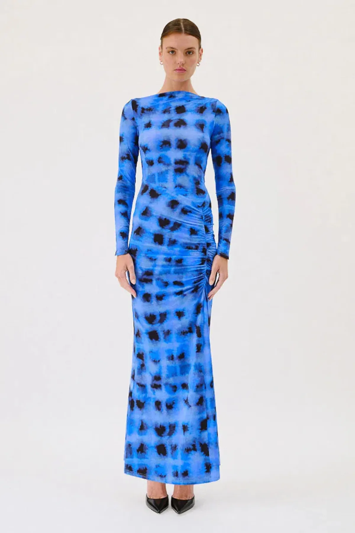 Suboo Shibori Long Sleeve Rouched Maxi Print Size AU 10 for rent on The Volte - main image