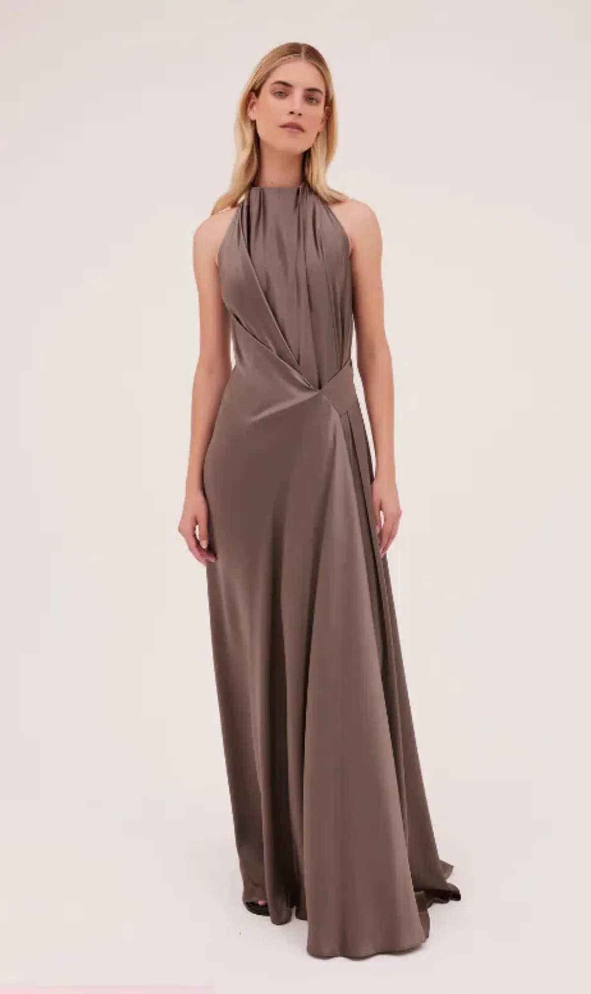 Bianca Spender Isabella Gown Bronze Silk Size AU 4 for rent on The Volte - main image