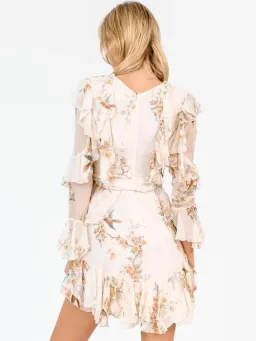 Zimmermann Folly Flutter Mini Dress Cream Floral Size 8 for rent on The Volte - image 3