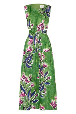Aje Zorina Tie Midi Cutout Sleeveless Dress Native Gumnut Floral Size 10 for rent on The Volte - image 5