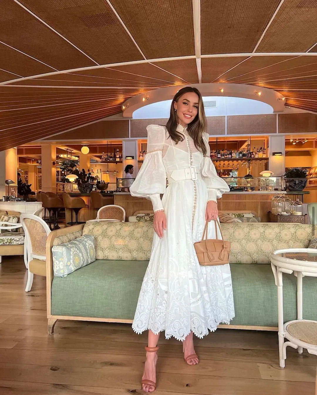 Zimmerman Postcard Embroidered Midi Dress Ivory Size 0/ AU 8 for rent on The Volte - main image