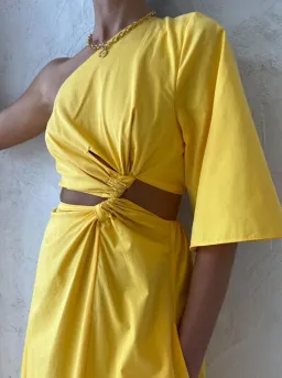 Camilla & Marc Wally One Shoulder Cut Out Maxi Dress in Yellow Size 10 for rent on The Volte - image 6