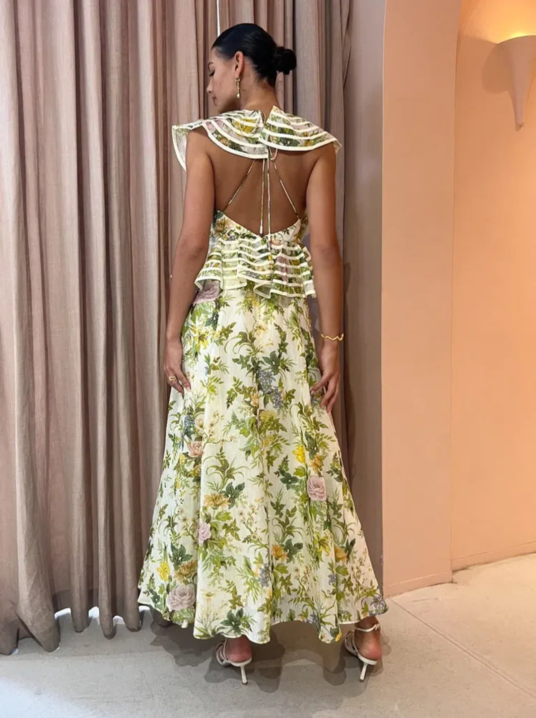 Alemais Eden Flounce Midi Dress Floral Size 8 for rent on The Volte - main image