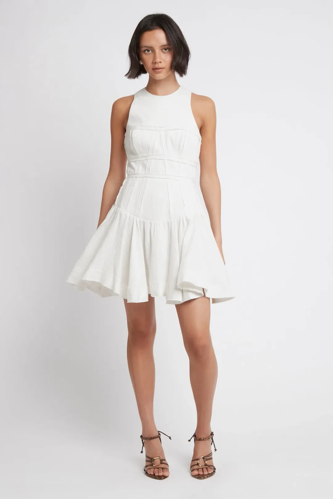 Aje Tidal Corset Mini Dress Ivory Size 10  for rent on The Volte - main image