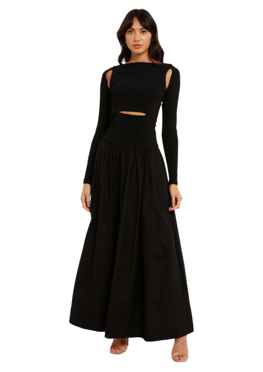 Esse Knit Cotton Split Maxi Dress Black Size 12 for rent on The Volte - main image