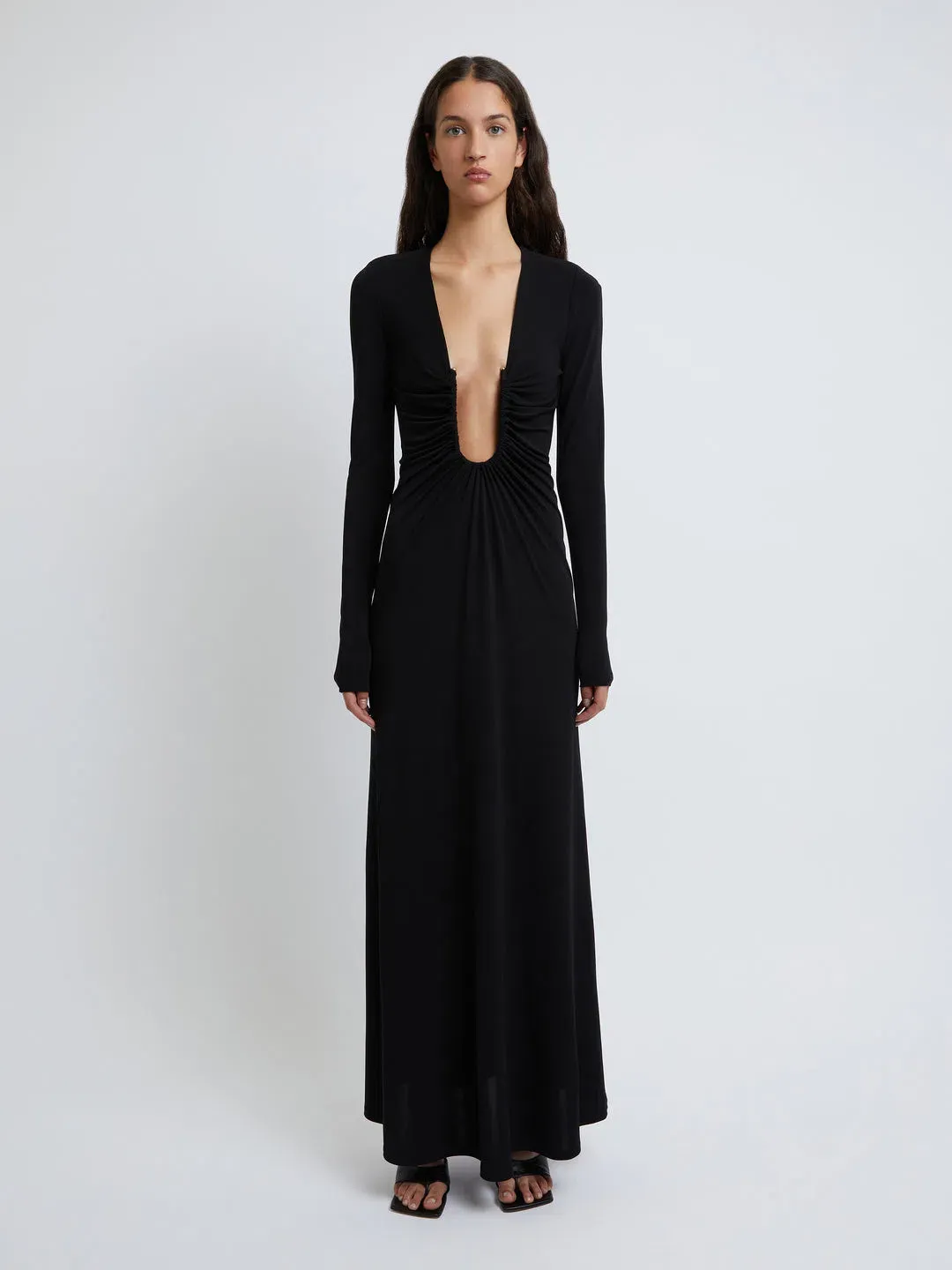 Christopher Esber Arced Palm Long Sleeve Dress Black Size 8 for rent on The Volte - main image