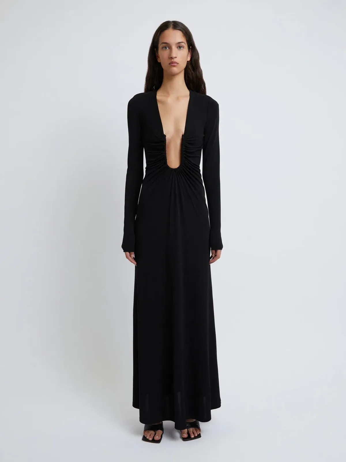 Christopher Esber Arced Palm Long Sleeve Dress Black Size 8 for rent on The Volte - main image
