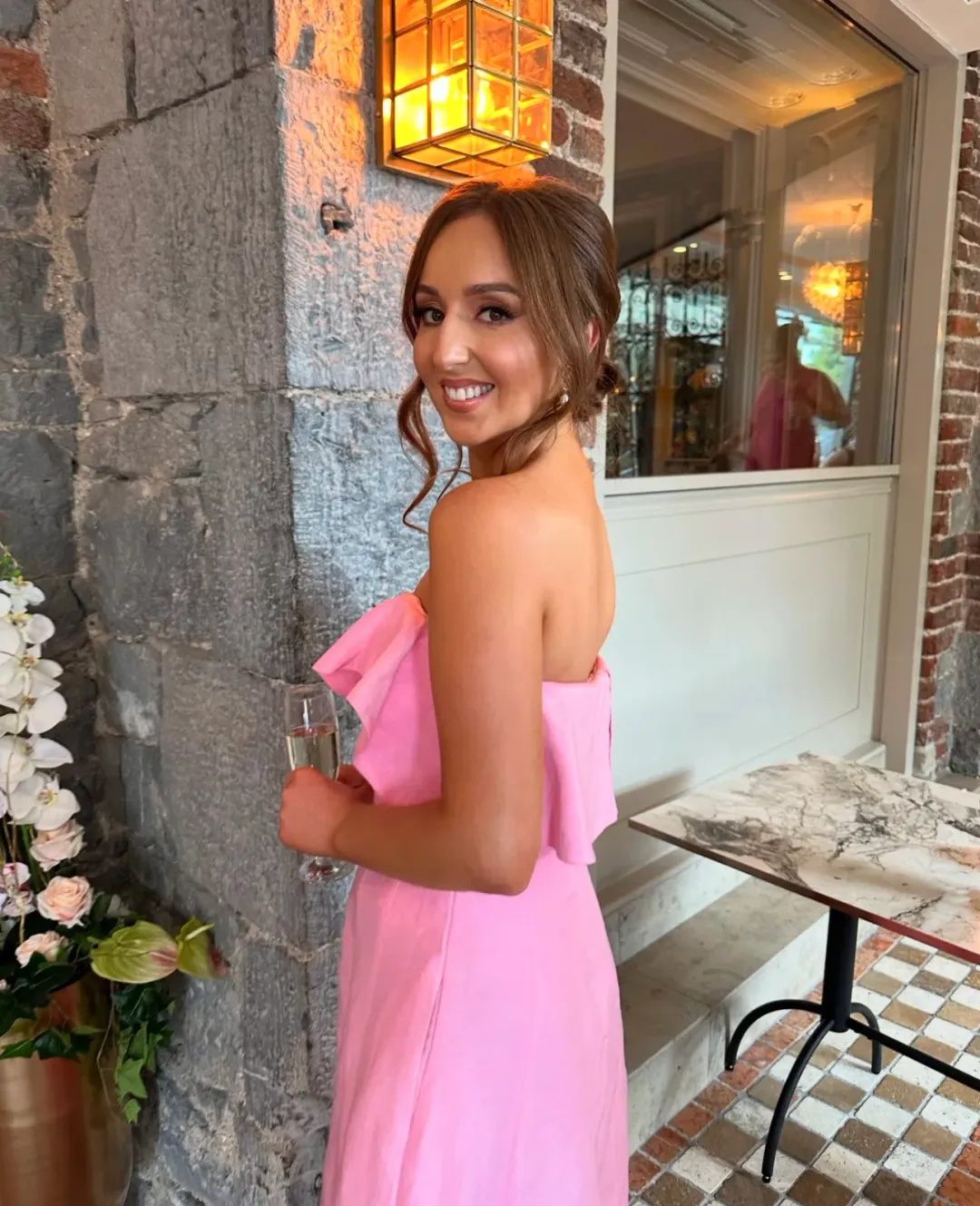 Aje Shallows Strapless Gown in Pink Size 8 for rent on The Volte - main image