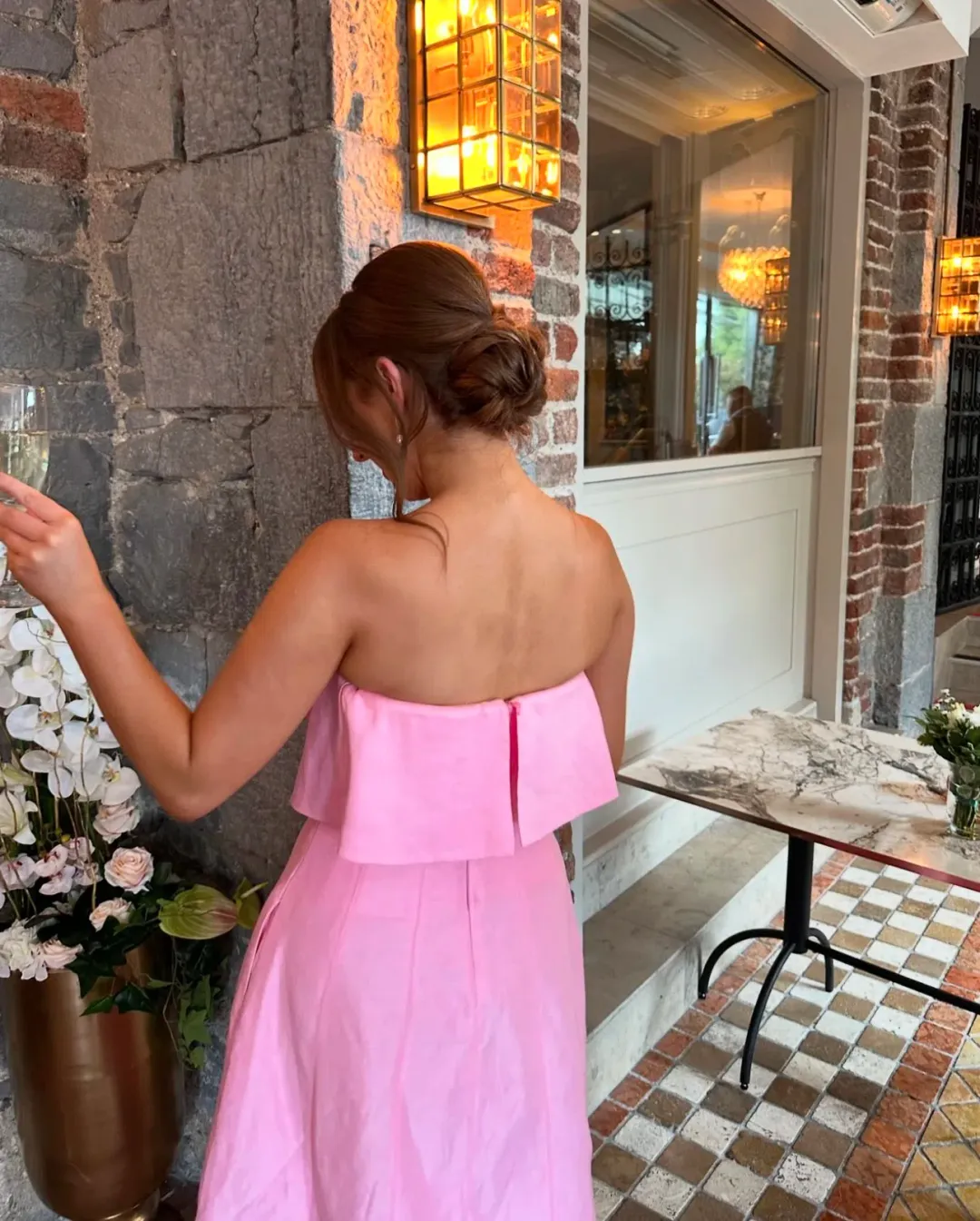 Aje Shallows Strapless Gown in Pink Size 8 for rent on The Volte - main image