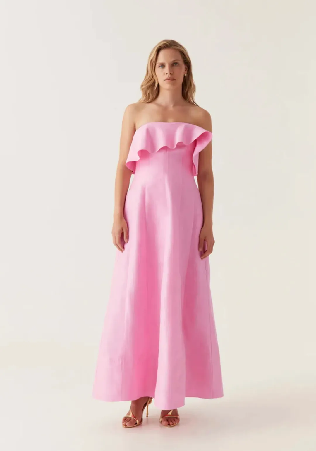 Aje Shallows Strapless Gown in Pink Size 8 for rent on The Volte - main image