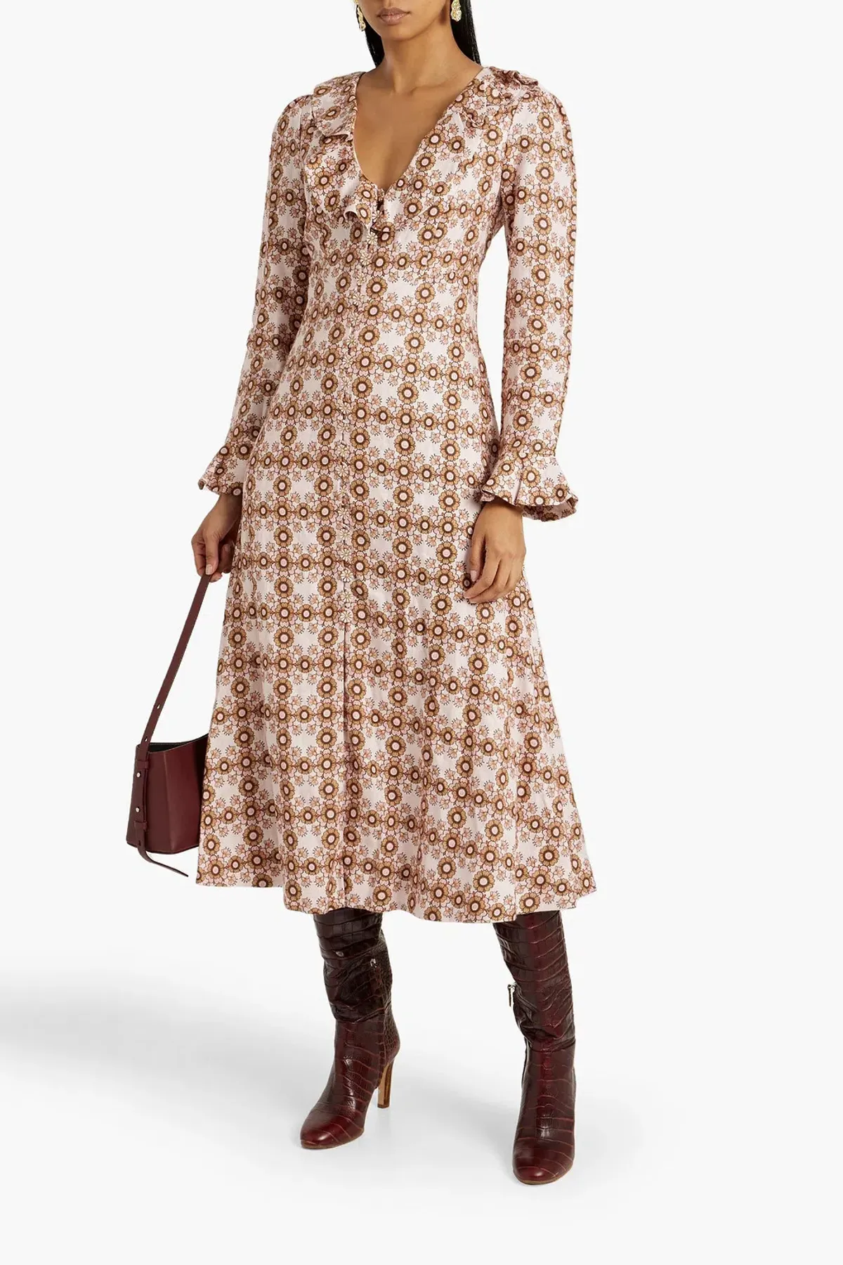 Zimmermann Daisy Midi Dress Floral Print Size 0 / AU 8  for rent on The Volte - main image