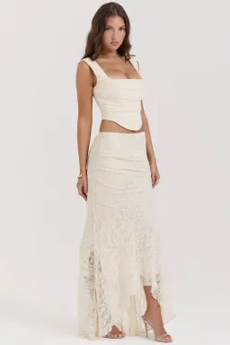 House Of CB Una Corset and Therese Vintage Lace Skirt Set Cream Size M / AU 10 for rent on The Volte - image 2