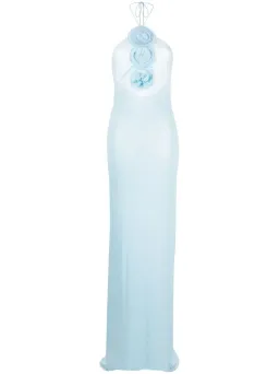 Magda Butrym Floral Appliqué Halterneck Maxi Blue Size AU 6 for rent on The Volte - image 7