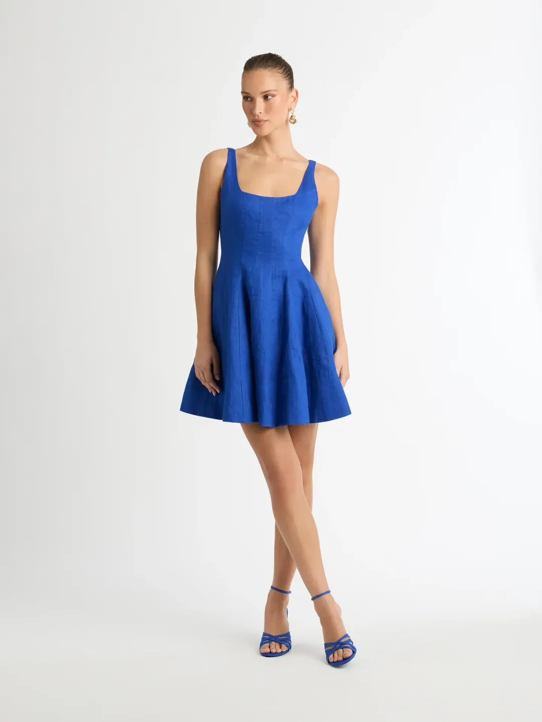 Sheike Santorini Linen Mini Dress Blue Size 14 for rent on The Volte - main image