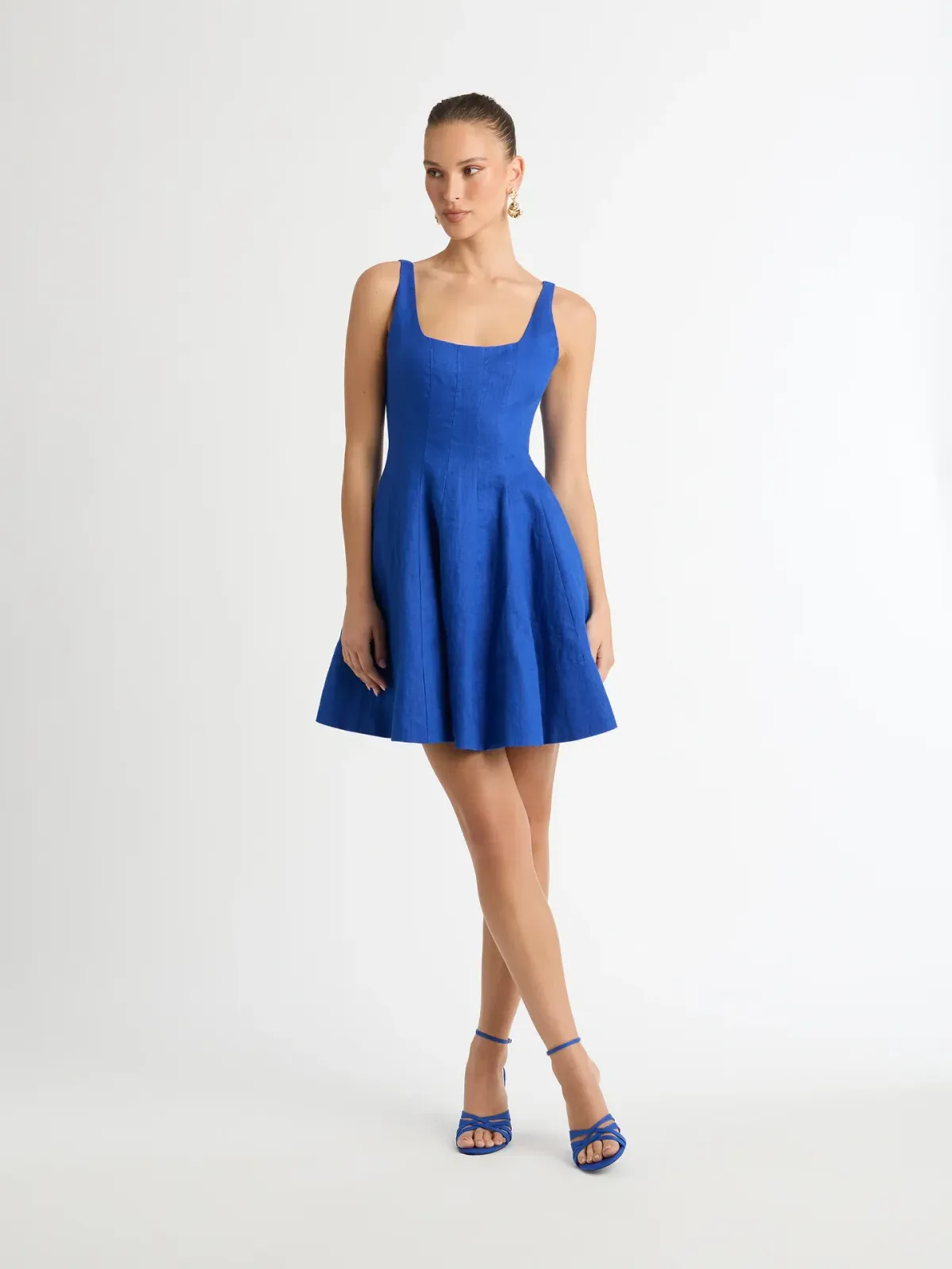 Sheike Santorini Linen Mini Dress Blue Size 14 for rent on The Volte - main image