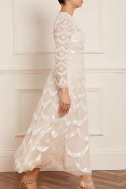 Needle and Thread Fifi Long Sleeve Ankle Gown Champagne Size 10 for rent on The Volte - image 3