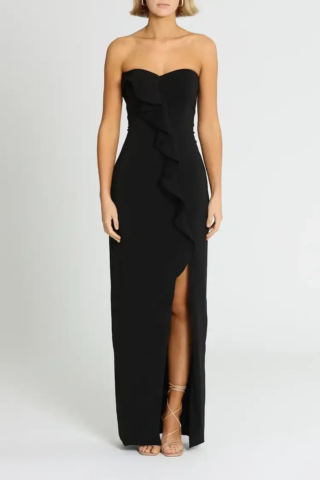 Jay Godfrey Varys Strapless Ruffle in Black Gown Size 8 for rent on The Volte - main image