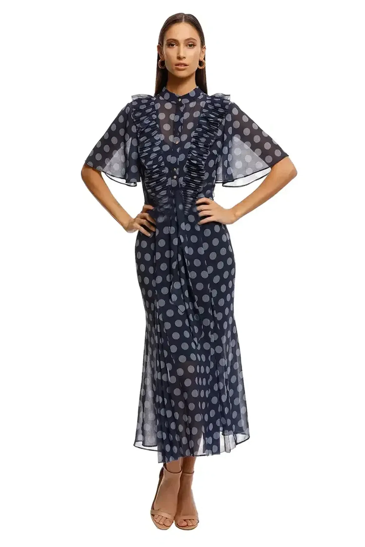 Keepsake the Label Passion Midi Dress in Midnight Polka Dot Size 14 for rent on The Volte - main image