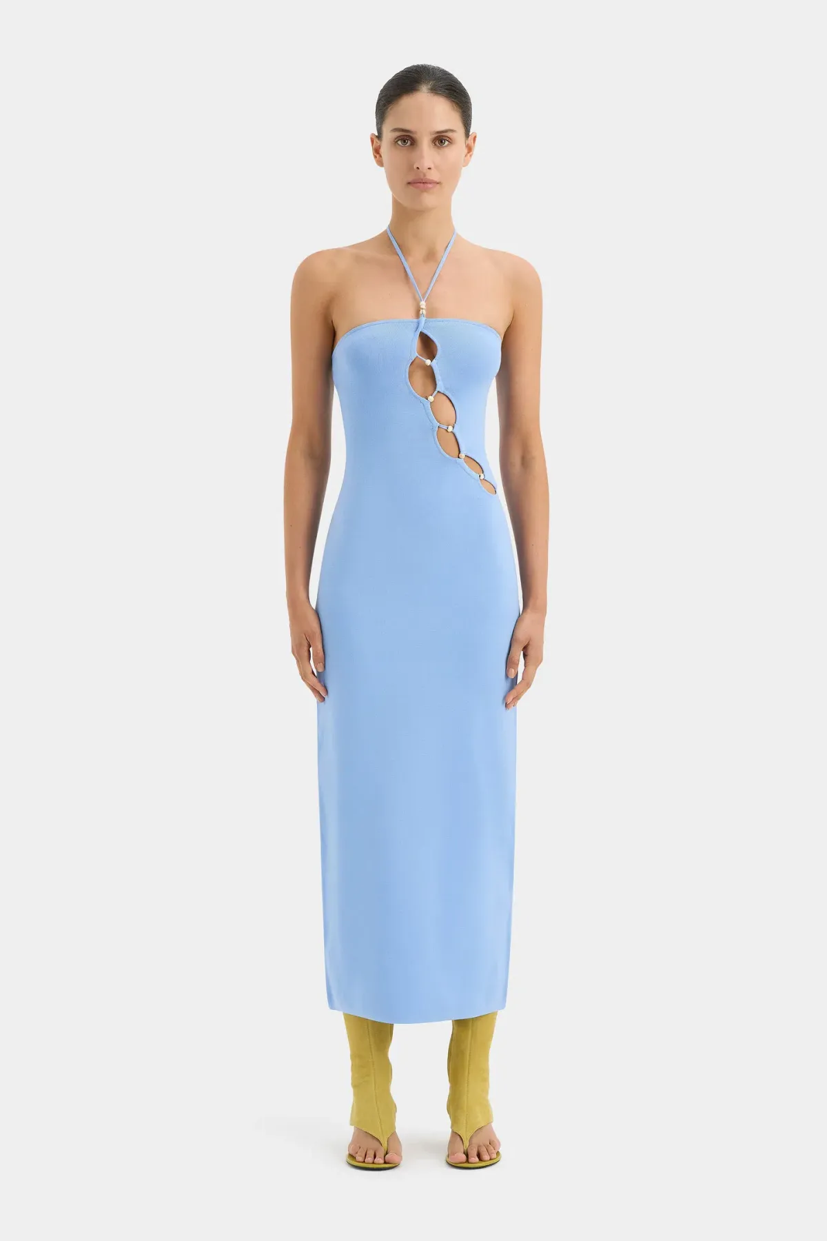 Sir the Label Salvador Beaded Halter Dress Blue Size 1 / AU 8 for rent on The Volte - main image