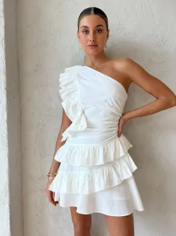 By Nicola Adrift Frill Mini Dress White Size 6 for rent on The Volte - image 2