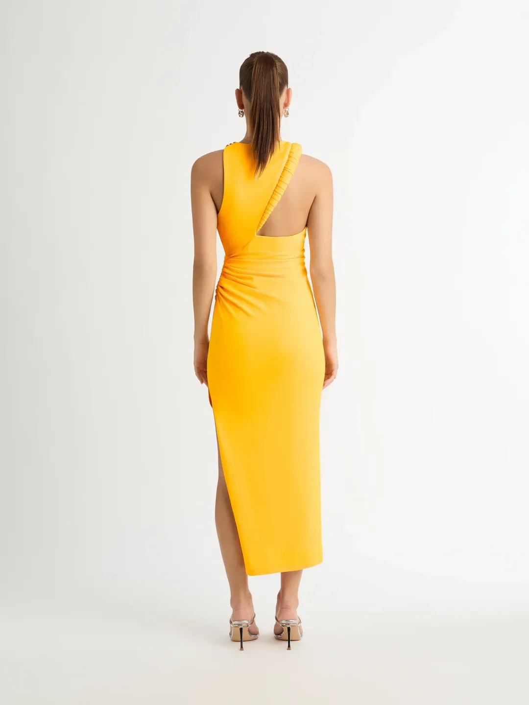 Sheike Portland Midi Dress in Orange Mango Size 10 for rent on The Volte - main image
