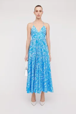 Scanlan Theodore Cotton Ocean Shoestring Dress Blue Size 8 for rent on The Volte - image 1