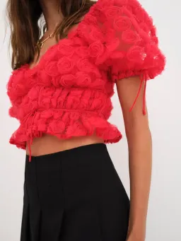 For Love and Lemons Hannah Crop Top Red Rose Size XS / AU 6 for rent on The Volte - image 4