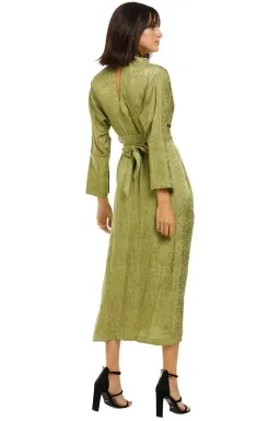 KITX Slink Shirt Midi Dress in Olive Size 14 for rent on The Volte - image 2