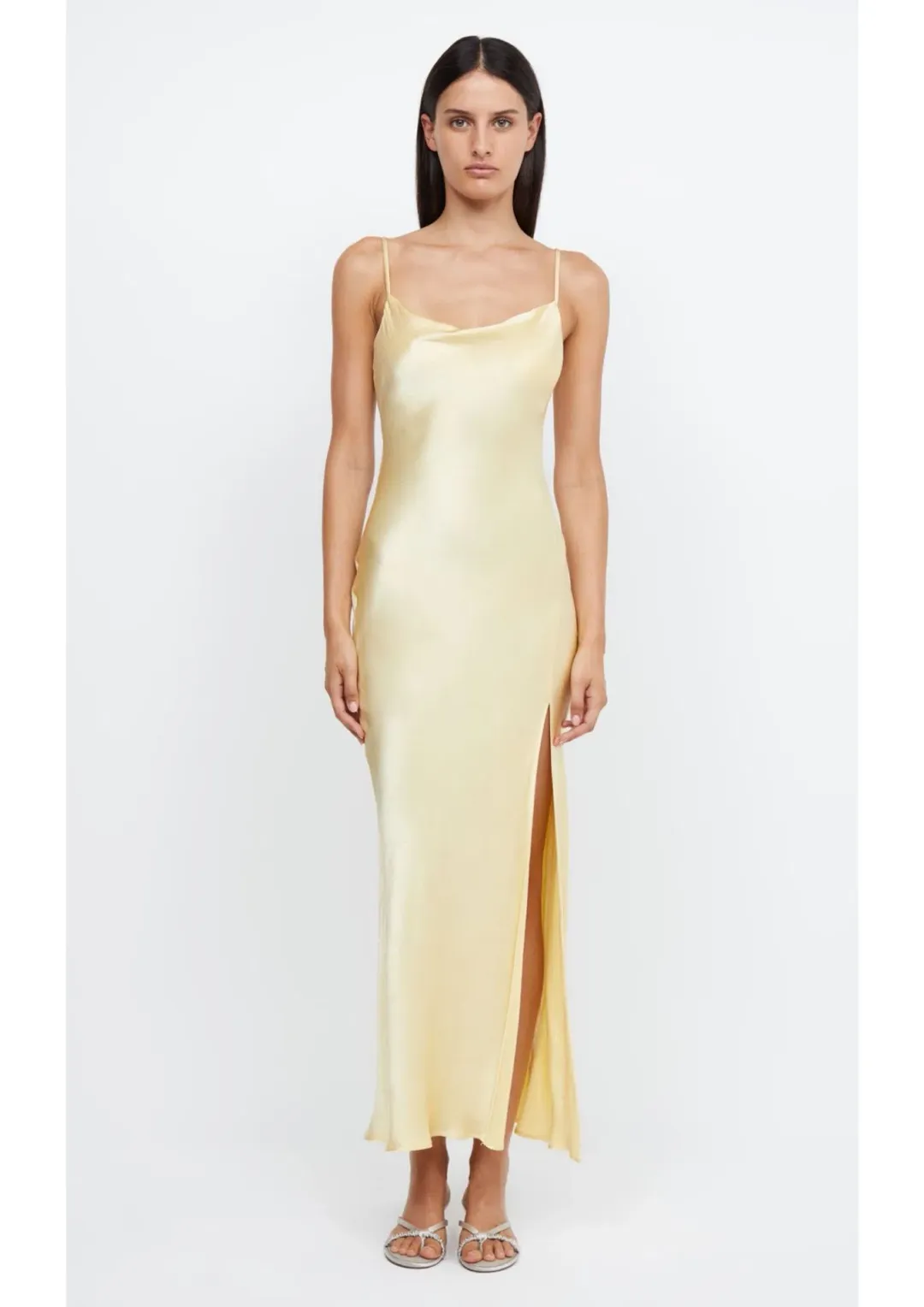Bec & Bridge Margot Split Midi Dress Butter Yellow Size 8 for rent on The Volte - main image