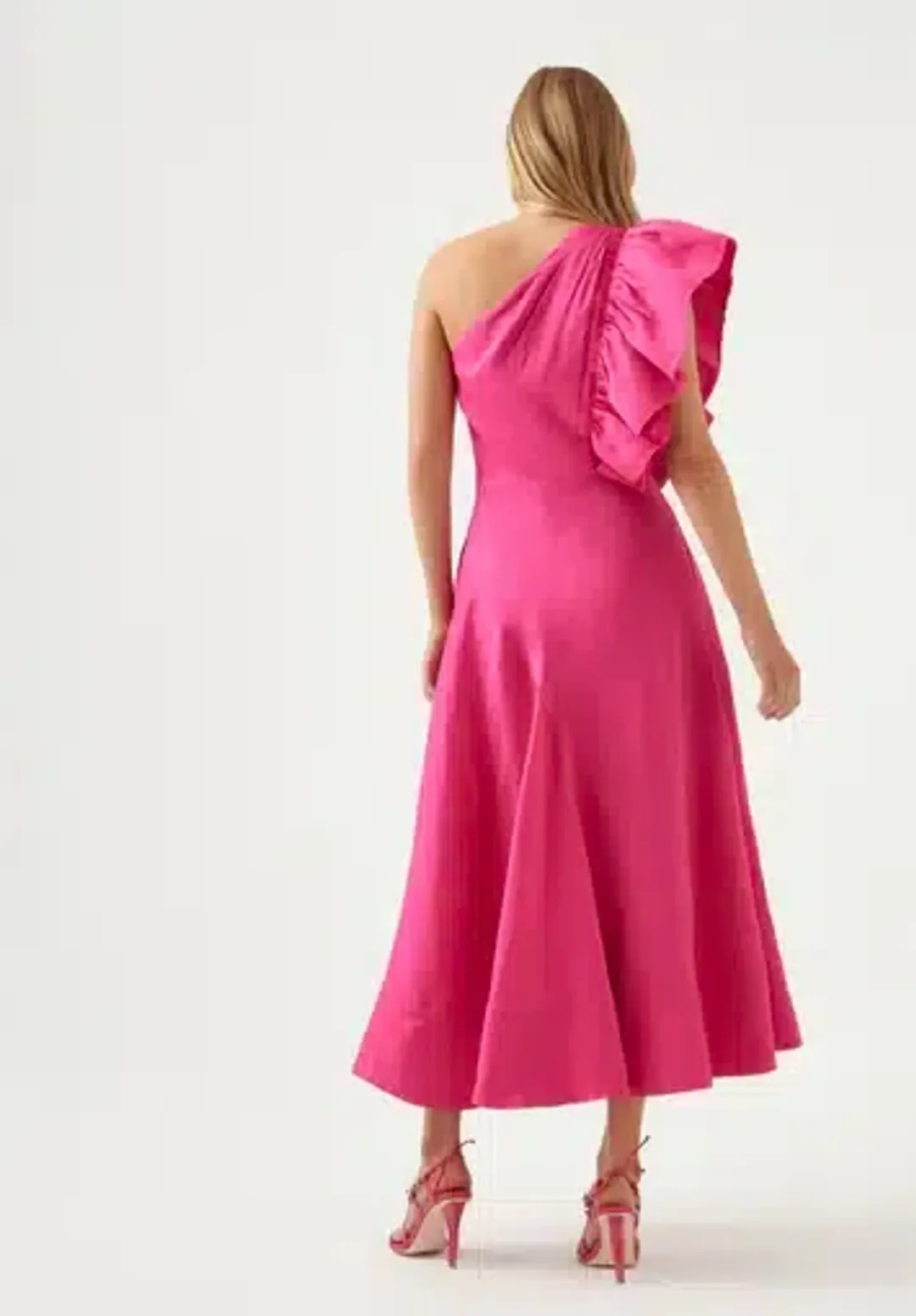 Aje Bonjour Asymmetric Dress in Fuschia Pink Size 14  for rent on The Volte - main image