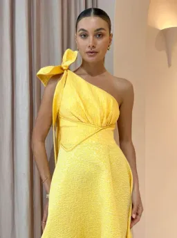 Rachel Gilbert Emiliano Midi Dress Lemondrop Size 1 / AU 8 for rent on The Volte - image 2