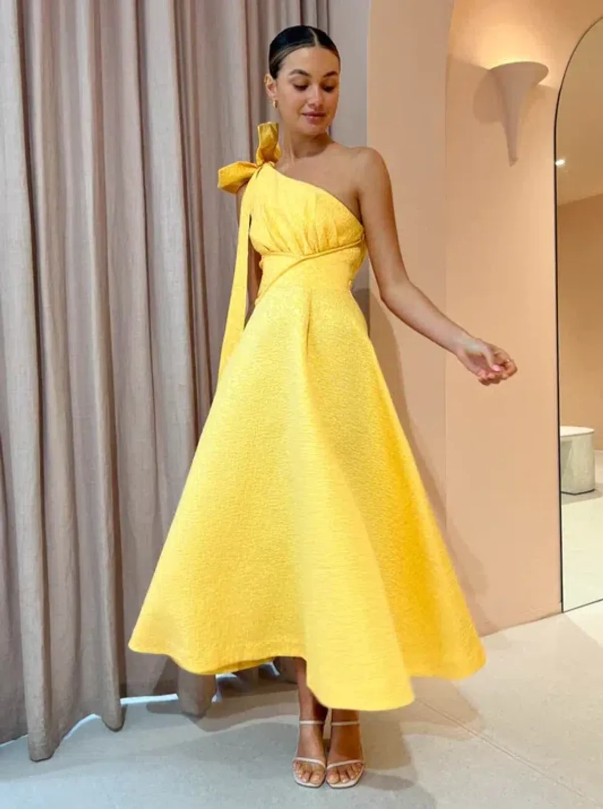 Rachel Gilbert Emiliano Midi Dress Lemondrop Size 1 / AU 8 for rent on The Volte - main image