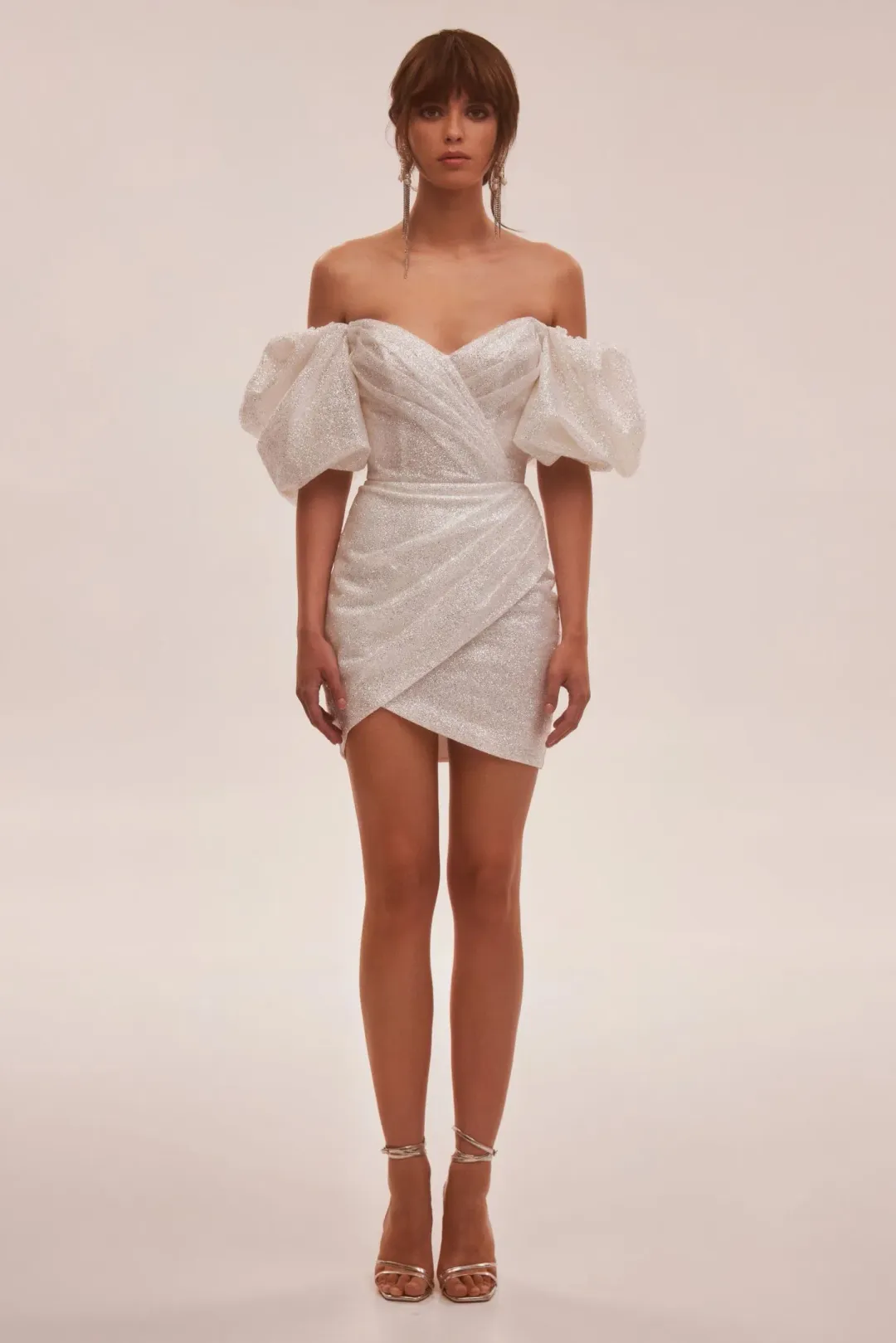 Milla White Cute Mini dress with Doll Sleeves Ivory Size 8 for rent on The Volte - main image