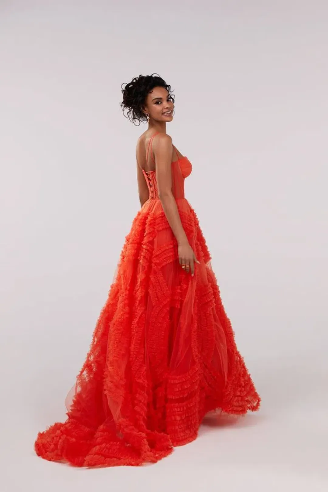 Milla Tangerine Tulle Ornament Maxi Dress Orange Size 8 for rent on The Volte - main image