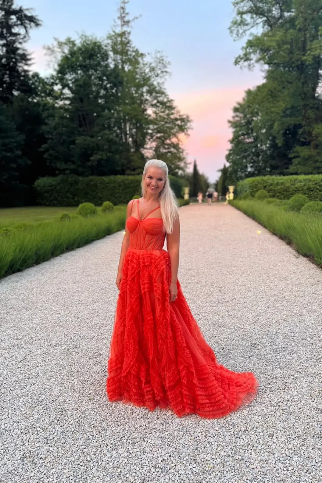 Milla Tangerine Tulle Ornament Maxi Dress Orange Size 8 for rent on The Volte - main image