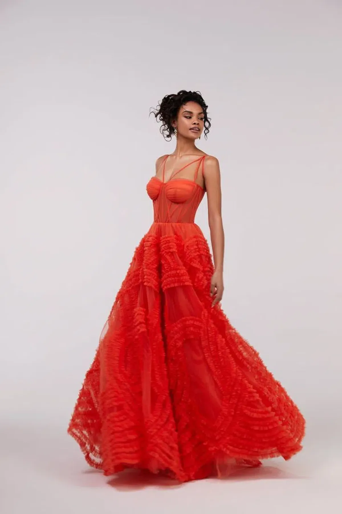 Milla Tangerine Tulle Ornament Maxi Dress Orange Size 8 for rent on The Volte - main image