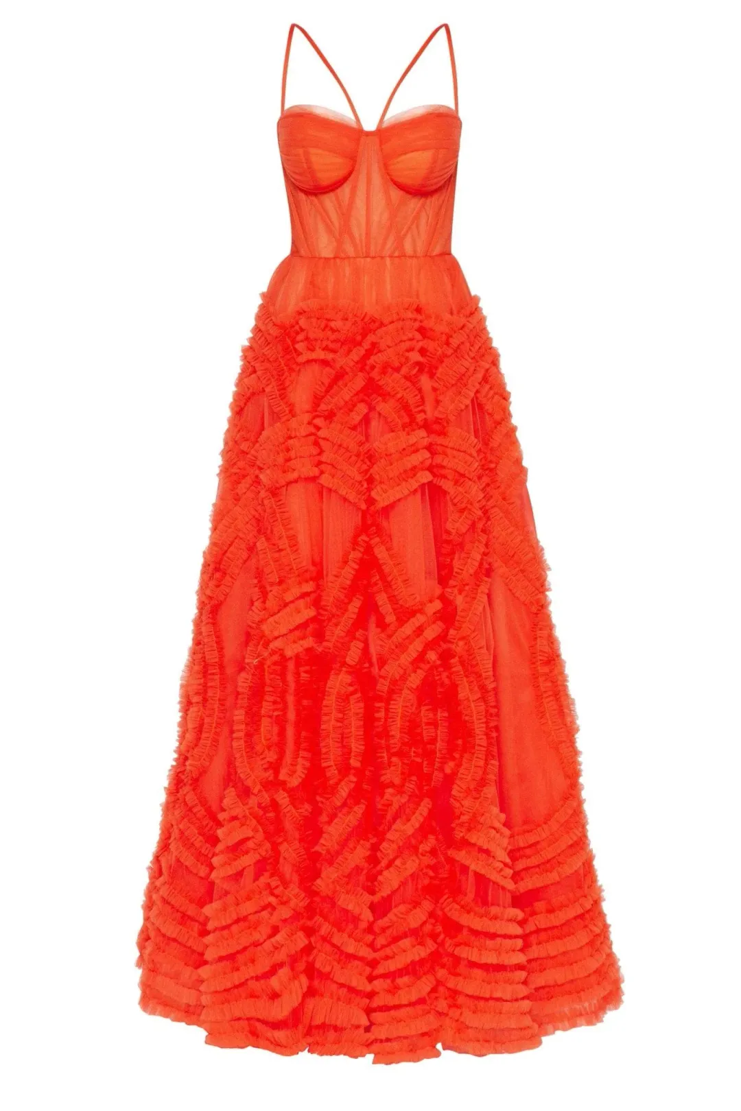 Milla Tangerine Tulle Ornament Maxi Dress Orange Size 8 for rent on The Volte - main image