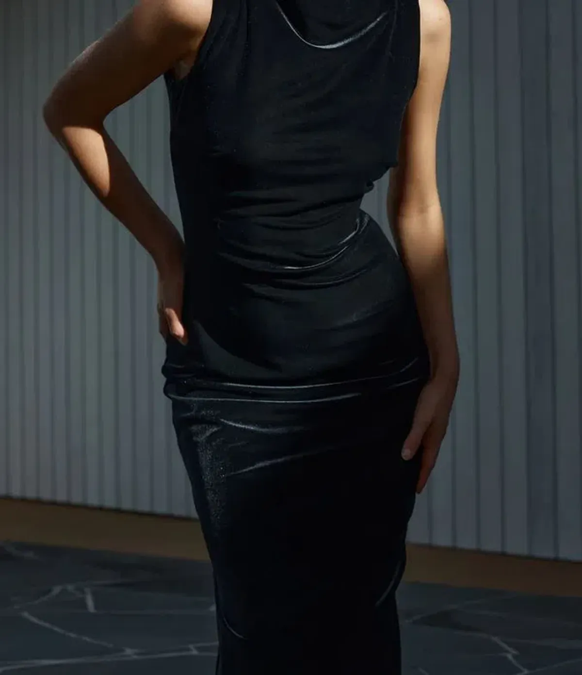 Verona Gown in Black Velvet size 10 for rent on The Volte - main image
