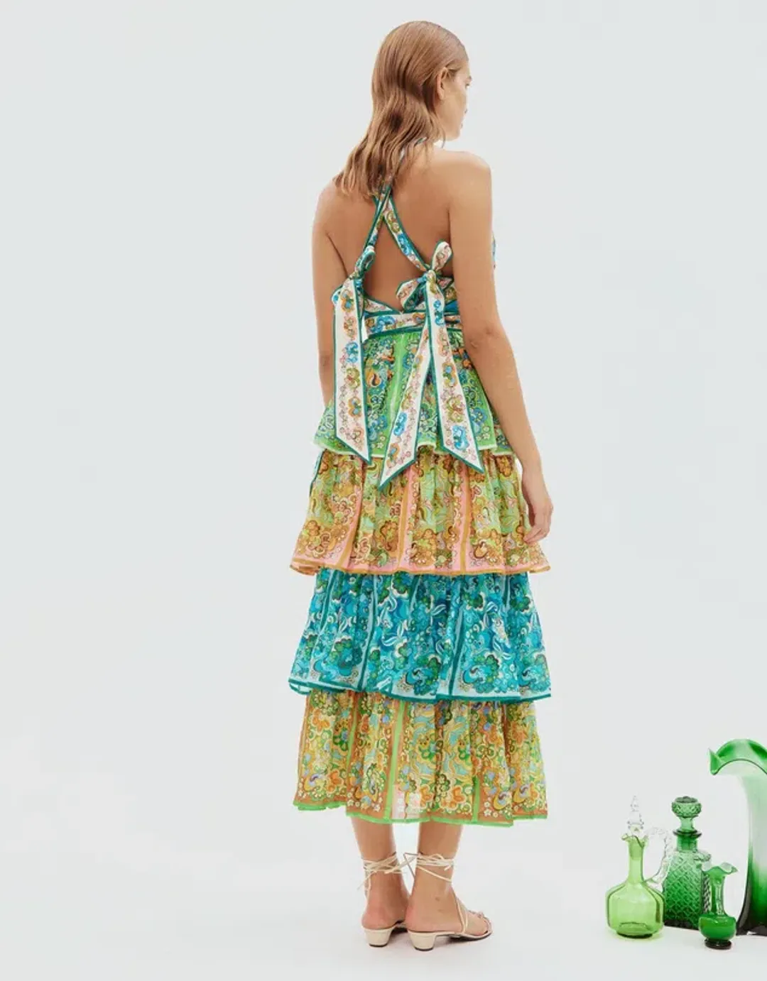 Alemais Dreamer Halter Tier Dress In Multi Size 12 for rent on The Volte - main image