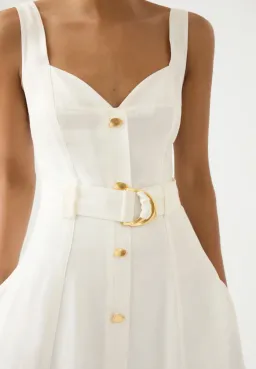 Aje Clay Belted Midi Dress Ivory Size 8 for rent on The Volte - image 2