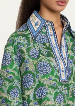 Zimmermann The Junie Tunic Dress in Green/Blue Floral Size 0/Au 8 for rent on The Volte - image 3