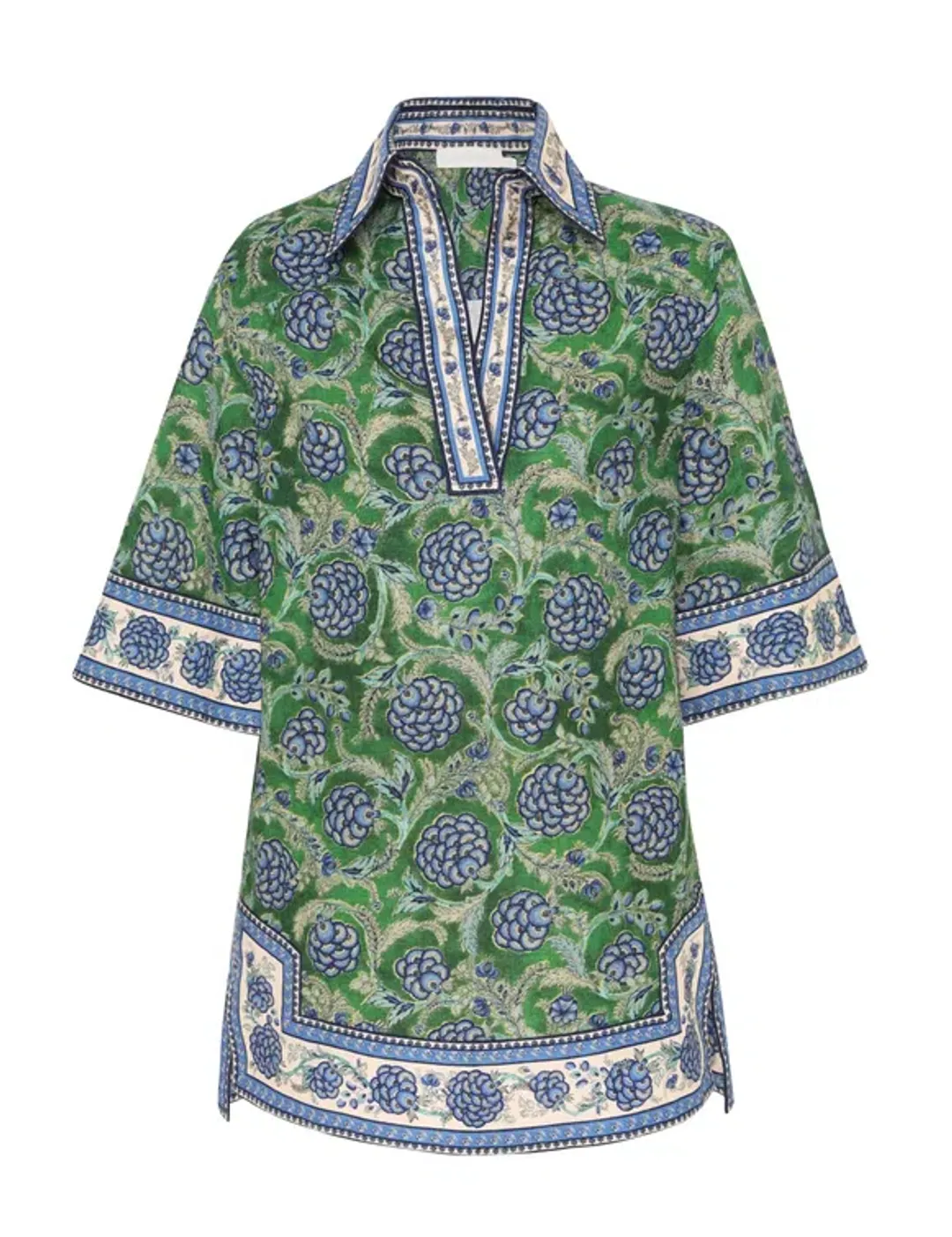 Zimmermann The Junie Tunic Dress in Green/Blue Floral Size 0/Au 8 for rent on The Volte - main image