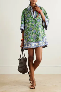 Zimmermann The Junie Tunic Dress in Green/Blue Floral Size 0/Au 8 for rent on The Volte - image 1