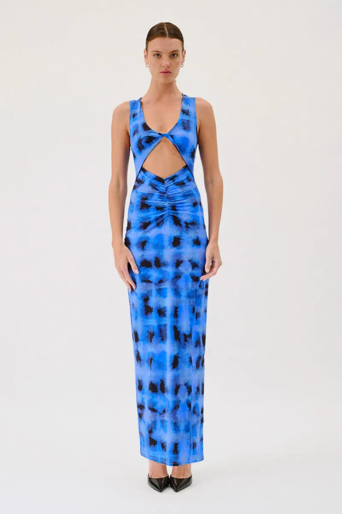 Suboo Shibori Twist Front Maxi Dress Blue Size XS/6 for rent on The Volte - main image